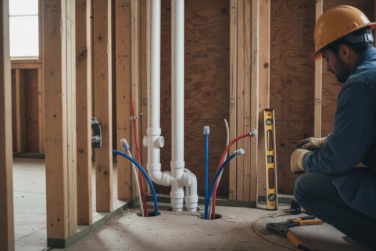 Drain and supply rough-in during Drain Cleaning in Palmdale